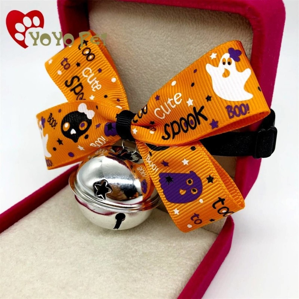 "TOO CUTE TO SPOOK" Grosgrain‎ Small Animal Halloween Pet Collar. NWOT